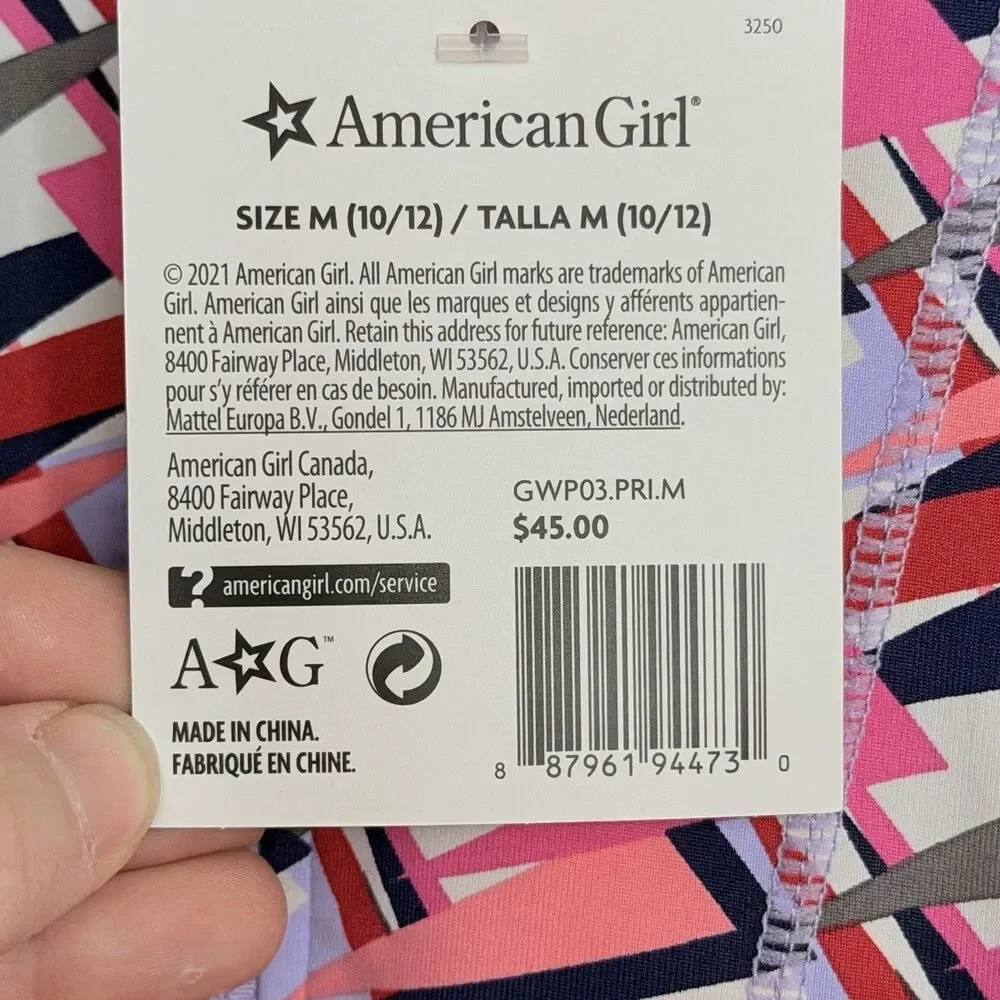 NEW American Girl Feeling Fierce Print Zip Up Hooded Jacket Size M 10-12